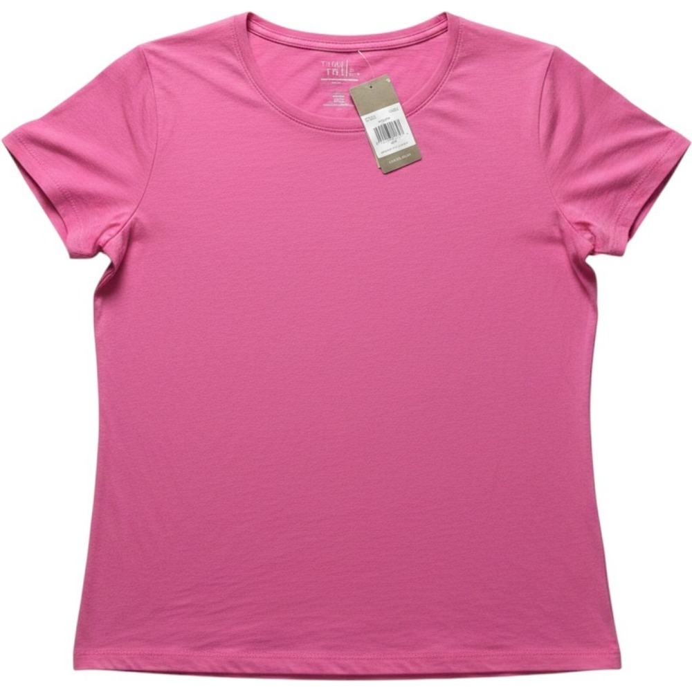 Time And Tru Shirt Womens XL Pink Crew Neck Short Sleeve Slub Jersey Top